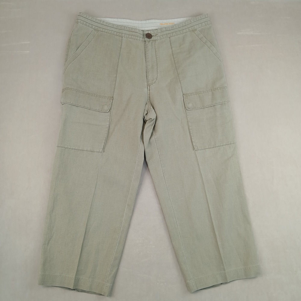 Tommy Bahama Island Soft 38x26 Mens Pants Linen Beach Casual Khaki Baggy Cropped